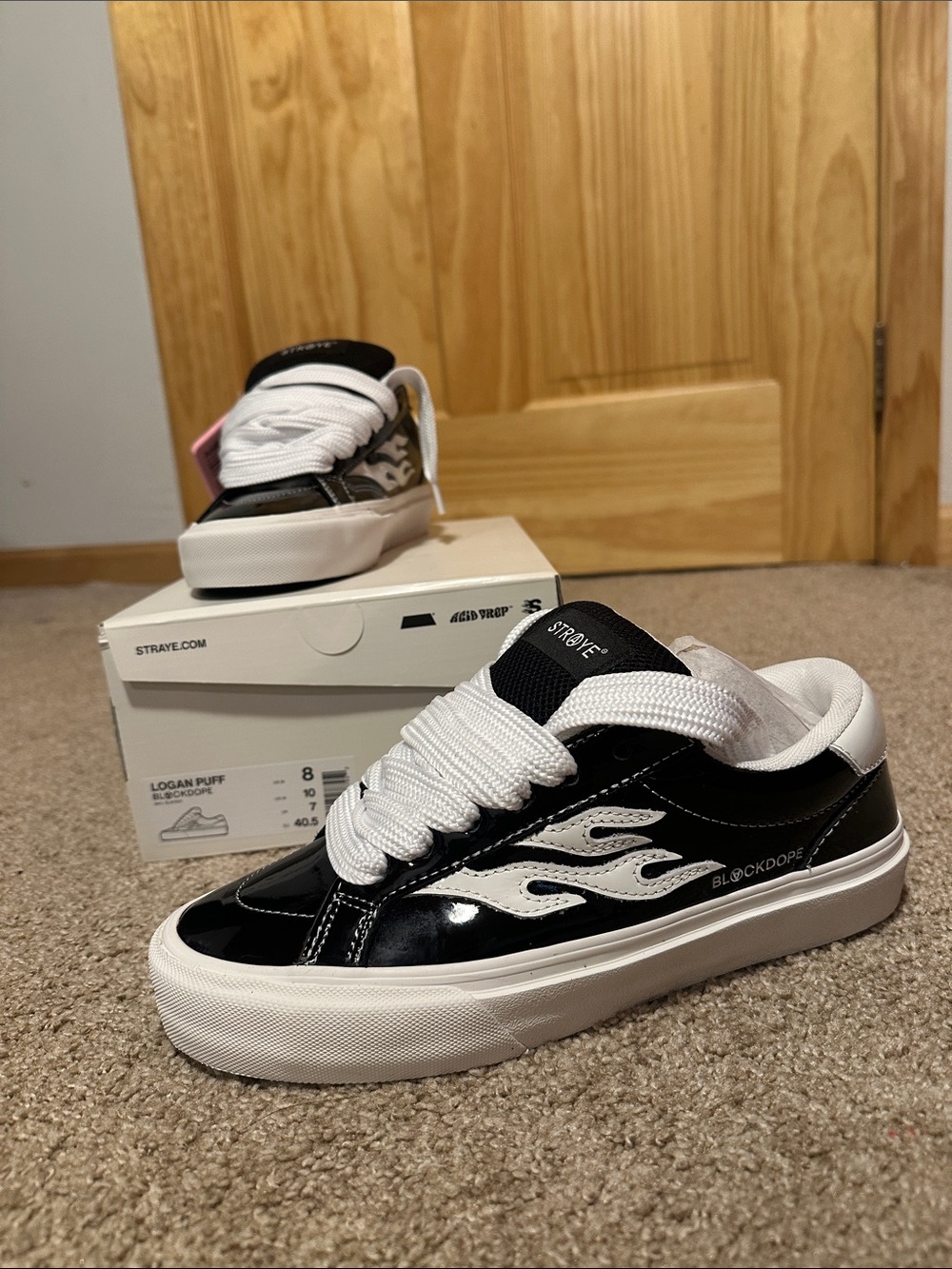 NWT Straye Black and White Logan Puff Low-Top Sneakers Blackdope edition